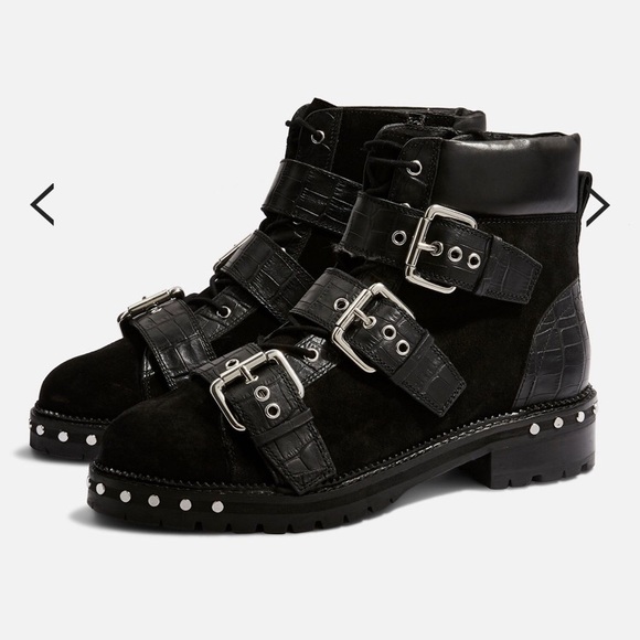 Topshop Shoes - Topshop Black Studded Boots Size 41